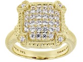 Pre-Owned Judith Ripka Cubic Zirconia 14k Gold Clad Pave Olivia Ring 1.28ctw