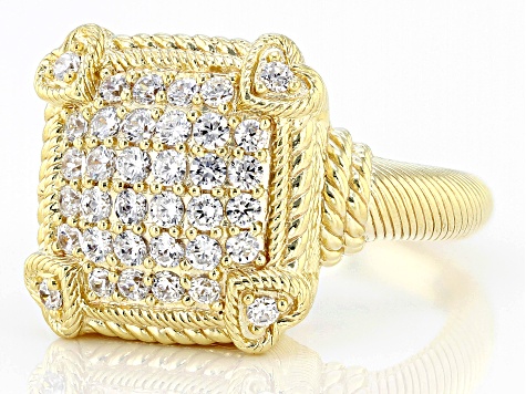 Pre-Owned Judith Ripka Cubic Zirconia 14k Gold Clad Pave Olivia Ring 1.28ctw