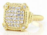 Pre-Owned Judith Ripka Cubic Zirconia 14k Gold Clad Pave Olivia Ring 1.28ctw