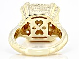 Pre-Owned Judith Ripka Cubic Zirconia 14k Gold Clad Pave Olivia Ring 1.28ctw