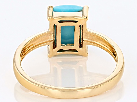 Pre-Owned Sleeping Beauty Turquoise 18k Yellow Gold Over Sterling Silver Ring