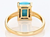 Pre-Owned Sleeping Beauty Turquoise 18k Yellow Gold Over Sterling Silver Ring
