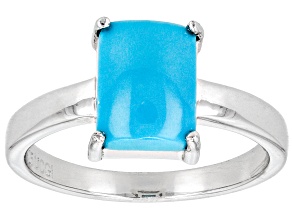 Pre-Owned Sleeping Beauty Turquoise Rhodium Over Sterling Silver Ring