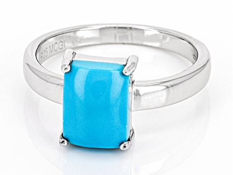 Pre-Owned Sleeping Beauty Turquoise Rhodium Over Sterling Silver