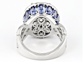 Pre-Owned Blue And White Cubic Zirconia Platineve Holiday Ring 8.11ctw