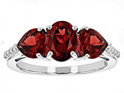Pre-Owned Red Garnet Rhodium Over Sterling Silver Ring 2.77ctw