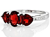 Pre-Owned Red Garnet Rhodium Over Sterling Silver Ring 2.77ctw