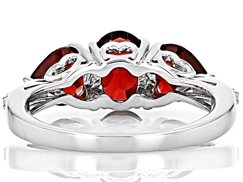 Pre-Owned Red Garnet Rhodium Over Sterling Silver Ring 2.77ctw