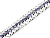 Pre-Owned Blue And White Cubic Zirconia Rhodium Over Silver Tennis Bracelet 31.10ctw