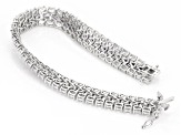 Pre-Owned Blue And White Cubic Zirconia Rhodium Over Silver Tennis Bracelet 31.10ctw