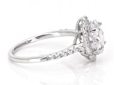 Pre-Owned White Cubic Zirconia Rhodium Over Sterling Silver Clover Ring 4.07ctw