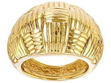 Picture of Pre-Owned 18k Yellow Gold Over Sterling Silver Basket Weave Pattern Ring