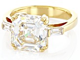 Pre-Owned Strontium Titanate And White Zircon 18k Yellow Gold Over Sterling Silver Ring 6.4