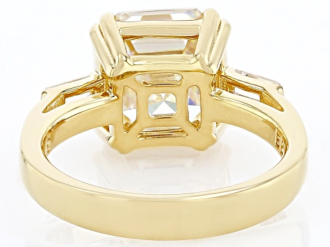 Pre-Owned Strontium Titanate And White Zircon 18k Yellow Gold Over Sterling Silver Ring 6.4