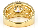 Pre-Owned Candlelight Strontium Titanate And White Zircon 18k Yellow Gold Over Silver Ring
