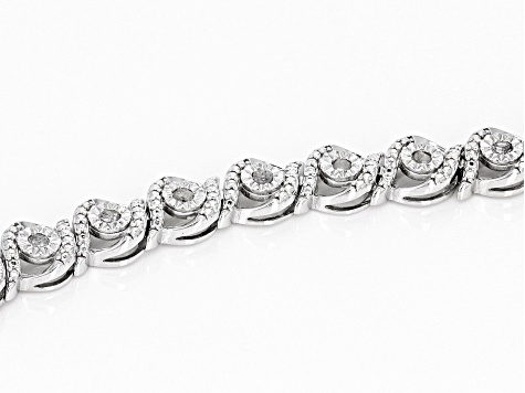 Pre-Owned White Diamond Rhodium Over Sterling Silver Tennis Bracelet 0.50ctw