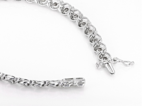 Pre-Owned White Diamond Rhodium Over Sterling Silver Tennis Bracelet 0.50ctw