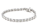 Pre-Owned White Diamond Rhodium Over Sterling Silver Tennis Bracelet 0.90ctw