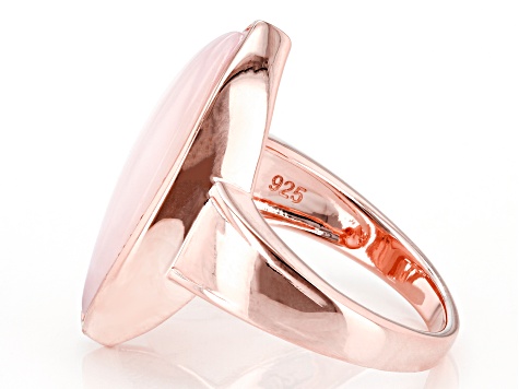 Pre-Owned Pink Opal 18k Rose Gold Over Sterling Silver Ring