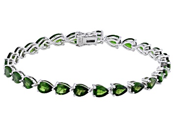 Picture of Pre-Owned Green Chrome Diopside Rhodium Over Sterling Silver Tennis Bracelet 14.28ctw