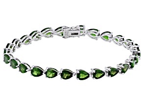 Pre-Owned Green Chrome Diopside Rhodium Over Sterling Silver Tennis Bracelet 14.28ctw
