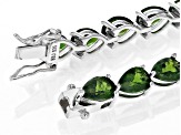 Pre-Owned Green Chrome Diopside Rhodium Over Sterling Silver Tennis Bracelet 14.28ctw