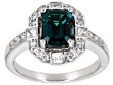 Pre-Owned Blue Lab Created Alexandrite Rhodium Over Sterling Silver Ring 2.29ctw