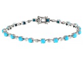 Pre-Owned Sleeping Beauty Turquoise Rhodium Over Sterling Silver Bracelet