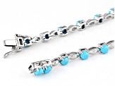 Pre-Owned Sleeping Beauty Turquoise Rhodium Over Sterling Silver Bracelet