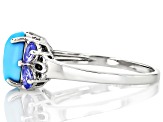 Pre-Owned Blue Sleeping Beauty Turquoise Rhodium Over Sterling Silver Ring 0.58ctw