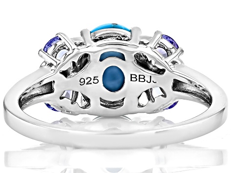 Pre-Owned Blue Sleeping Beauty Turquoise Rhodium Over