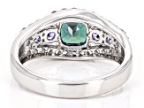 Pre-Owned Blue Lab Created Alexandrite Rhodium Over Sterling Silver Ring