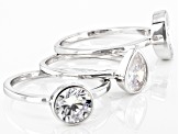 Pre-Owned White Cubic Zirconia Rhodium Over Sterling Silver Rings Set of 3 7.17ctw