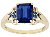 Pre-Owned Blue Kyanite With Blue Diamond 14k Yellow Gold Ring 2.59ctw
