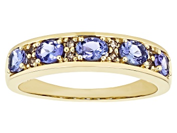 Picture of Pre-Owned Blue Tanzanite 10k Yellow Gold Band Ring 0.84ctw
