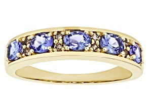 Pre-Owned Blue Tanzanite 10k Yellow Gold Band Ring 0.84ctw