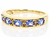 Pre-Owned Blue Tanzanite 10k Yellow Gold Band Ring 0.84ctw