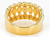 Pre-Owned White Diamond 14k Yellow Gold Over Bronze Wide Band Ring