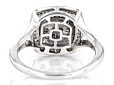 Pre-Owned Champagne And White Diamond Rhodium Over Sterling Silver Cluster Ring 0.45ctw