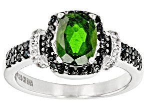 Pre-Owned Chrome Diopside Rhodium Over Sterling Silver Ring 1.66ctw