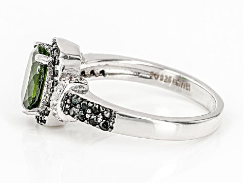 Pre-Owned Chrome Diopside Rhodium Over Sterling Silver Ring 1.66ctw