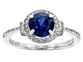 Pre-Owned Blue Lab Created Sapphire Rhodium Over Sterling Silver Ring 2.24ctw