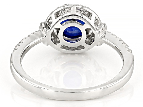 Pre-Owned Blue Lab Created Sapphire Rhodium Over Sterling Silver Ring 2.24ctw