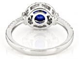 Pre-Owned Blue Lab Created Sapphire Rhodium Over Sterling Silver Ring 2.24ctw