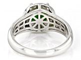 Pre-Owned Green Chrome Diopside With White Zircon Rhodium Over Sterling Silver Ring 2.19ctw