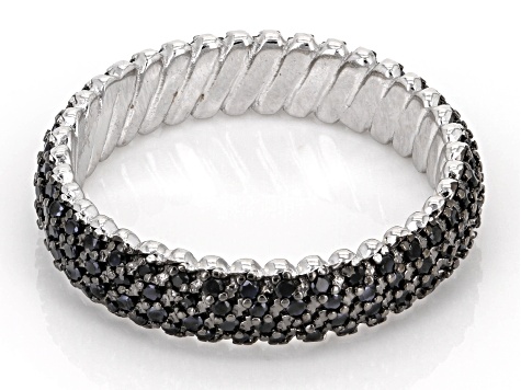 Pre-Owned Black Spinel Rhodium Over Sterling Silver Ring 0.94ctw