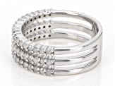 Pre-Owned White Diamond Rhodium Over Sterling Silver Multi-Row Ring 0.66ctw