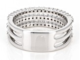Pre-Owned White Diamond Rhodium Over Sterling Silver Multi-Row Ring 0.66ctw