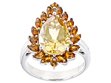Picture of Pre-Owned Citrine With Madeira Citrine Rhodium Over Sterling Silver Ring 3.69ctw