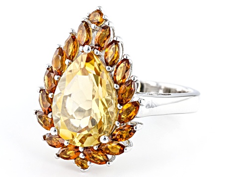 Pre-Owned Citrine With Madeira Citrine Rhodium Over Sterling Silver Ring 3.69ctw